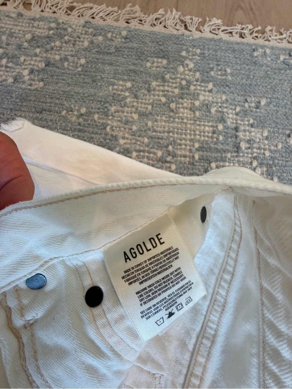 Agolde Parker White Frayede Hem Denim Shorts - Picture 5 of 5